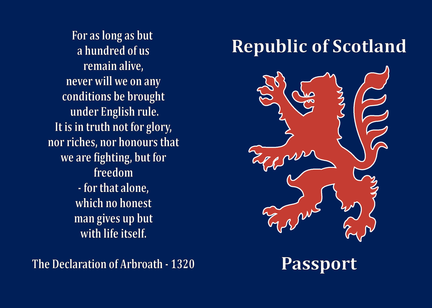 Republic of Scotland Passport Holders