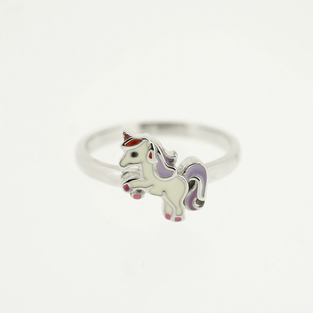 Children's Sterling Silver Unicorn Pendant, Ring or Earrings with enamel