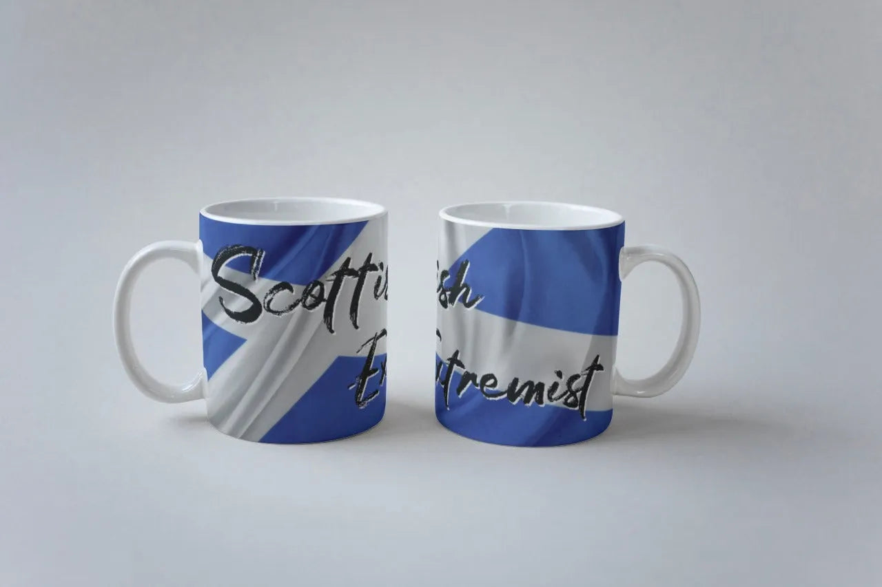 Scottish Extremist all over print mug with Saltire Background