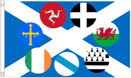Die keltische Nation umkreist die Saltire-Flagge