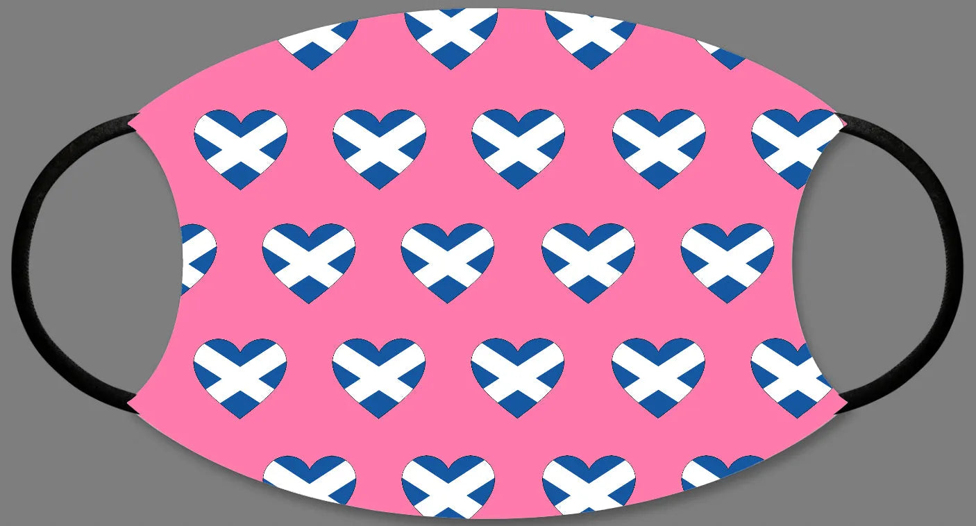 Saltire Love Heart Pink Face Masks