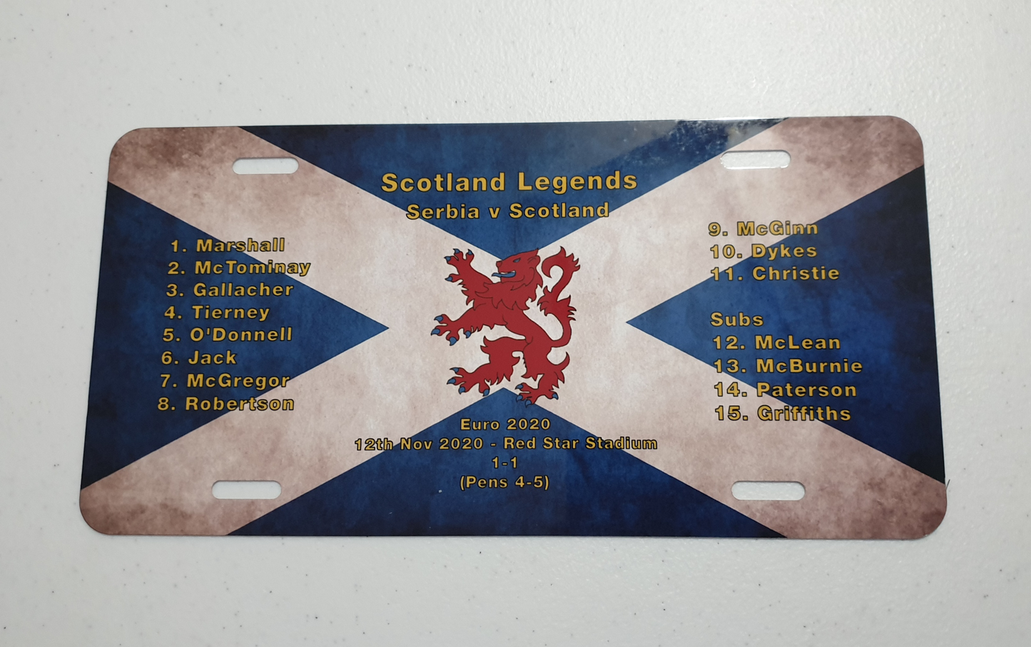 Kennzeichenanzeige der Scotland Legends