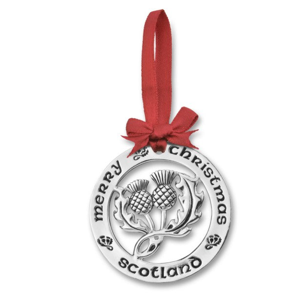 Scottish Thistle Silver Plated Christmas Decoration